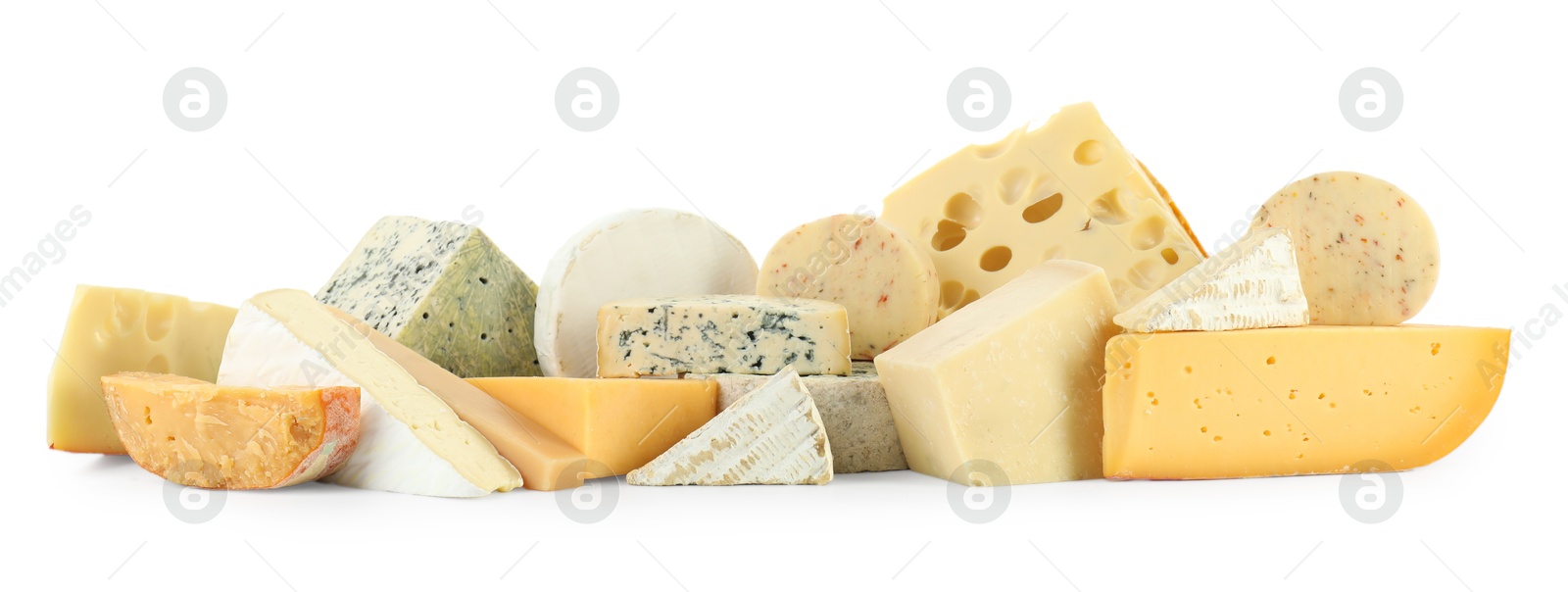 Photo of Different types of cheese isolated on white