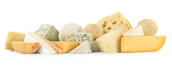 Photo of Different types of cheese isolated on white