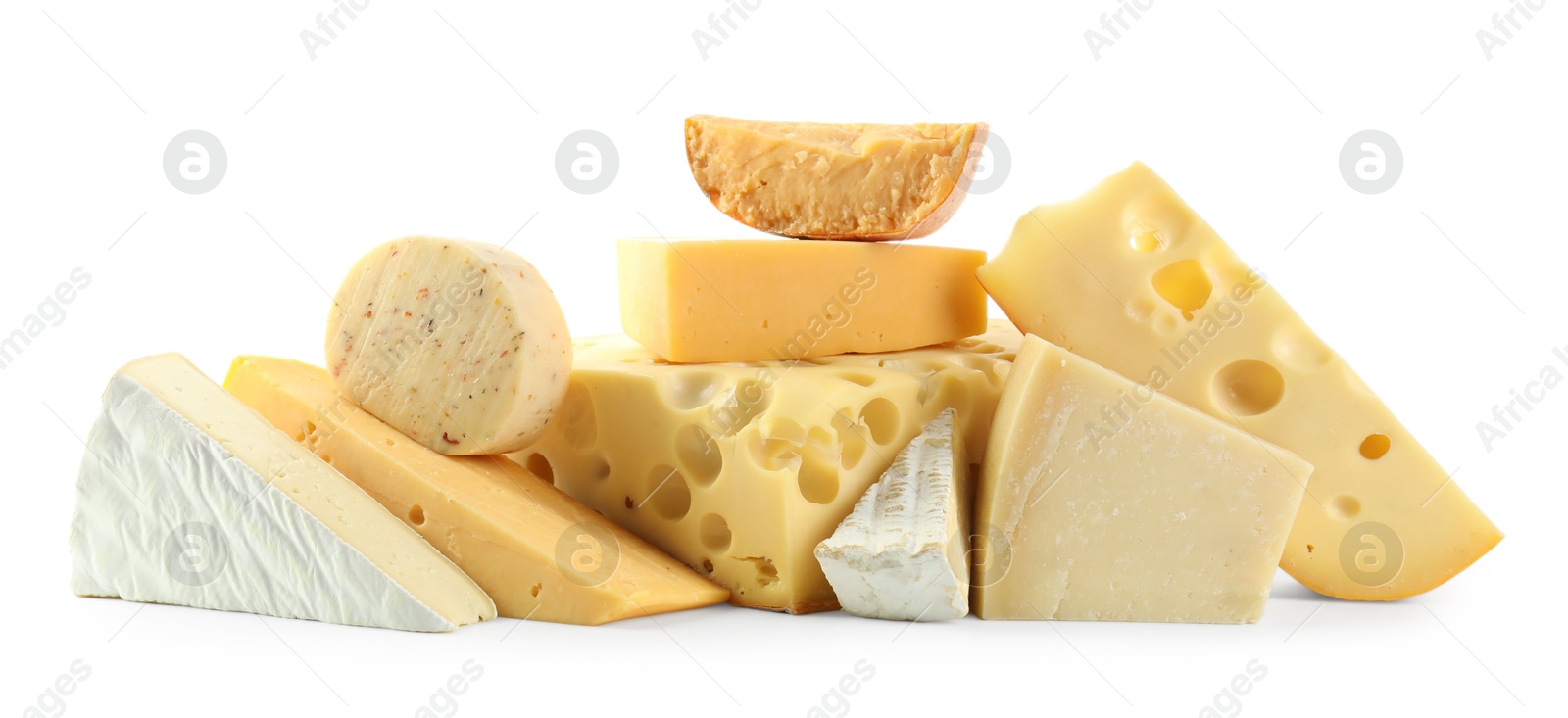 Photo of Different types of cheese isolated on white