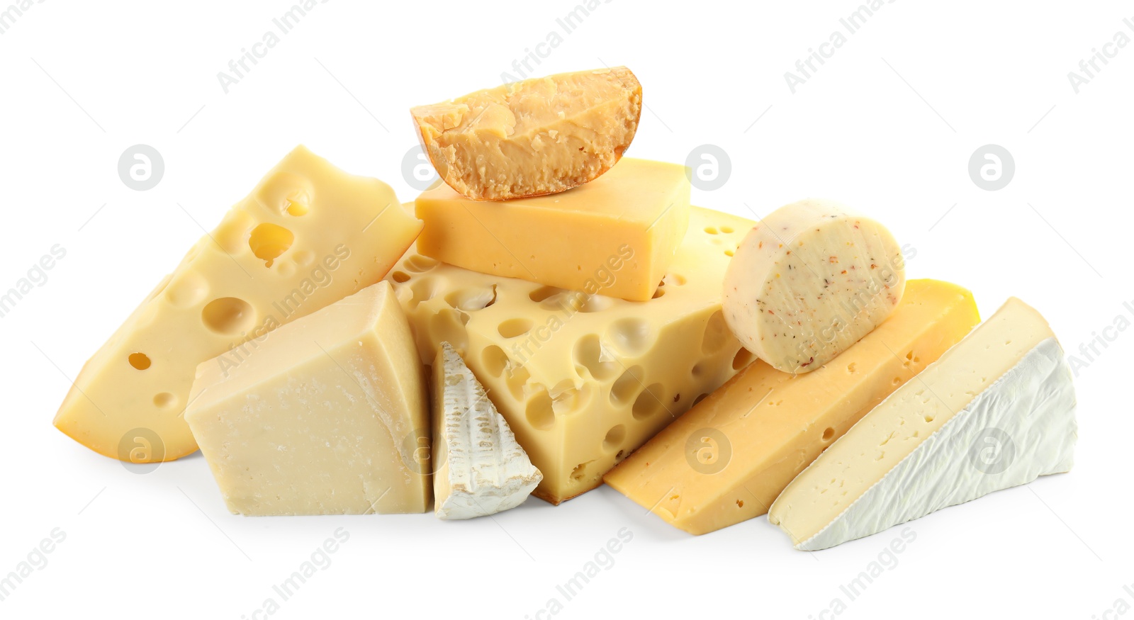 Photo of Different types of cheese isolated on white