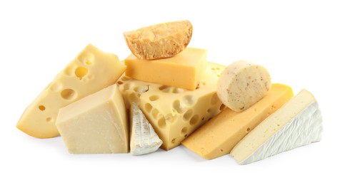 Photo of Different types of cheese isolated on white