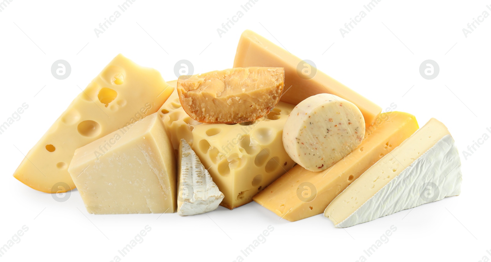 Photo of Different types of cheese isolated on white