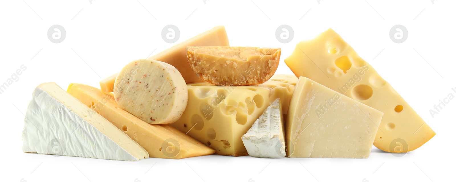 Photo of Different types of cheese isolated on white