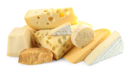 Photo of Different types of cheese isolated on white