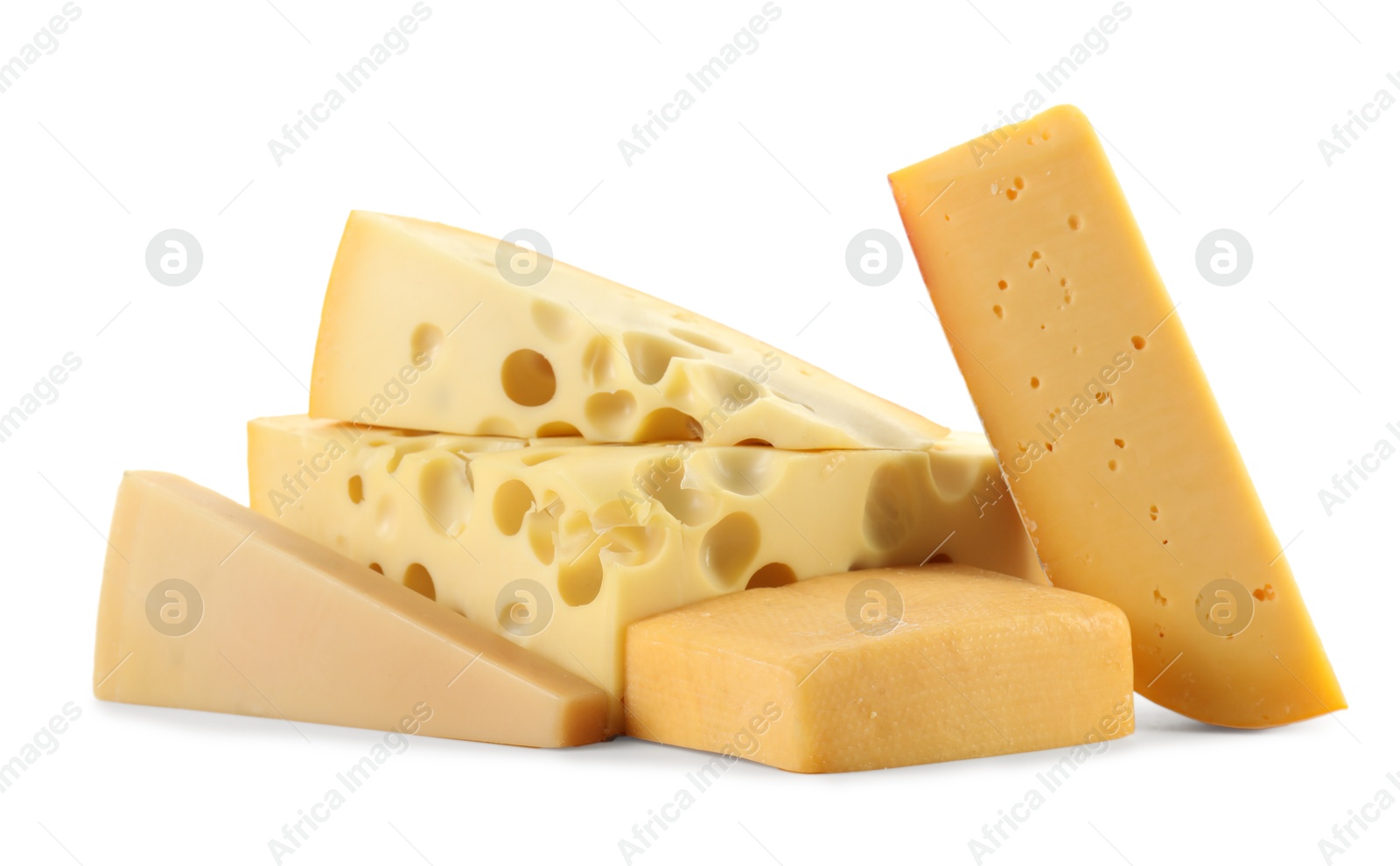 Photo of Different types of cheese isolated on white