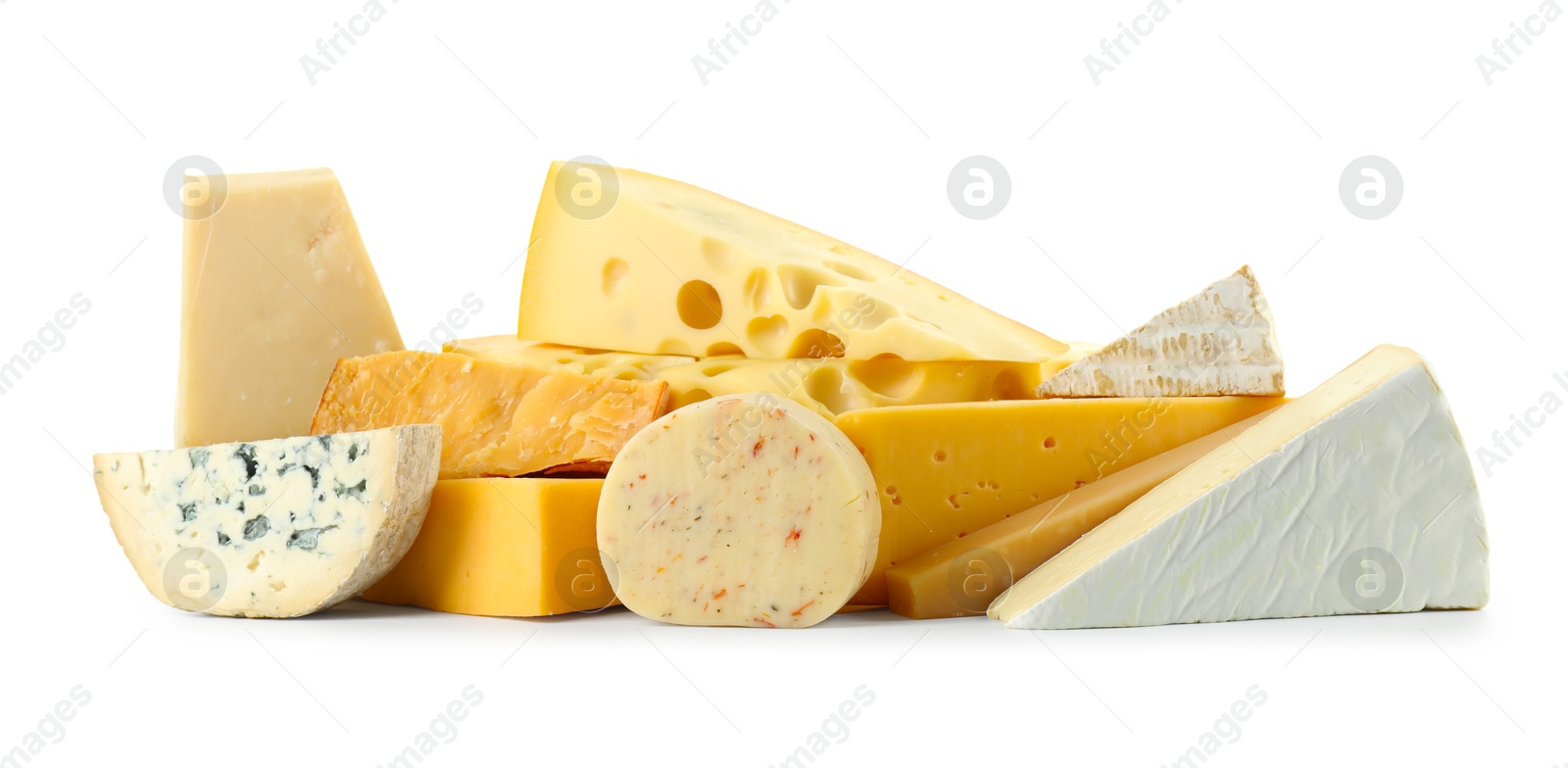 Photo of Different types of cheese isolated on white