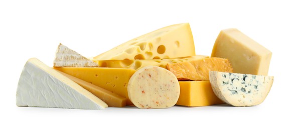 Photo of Different types of cheese isolated on white