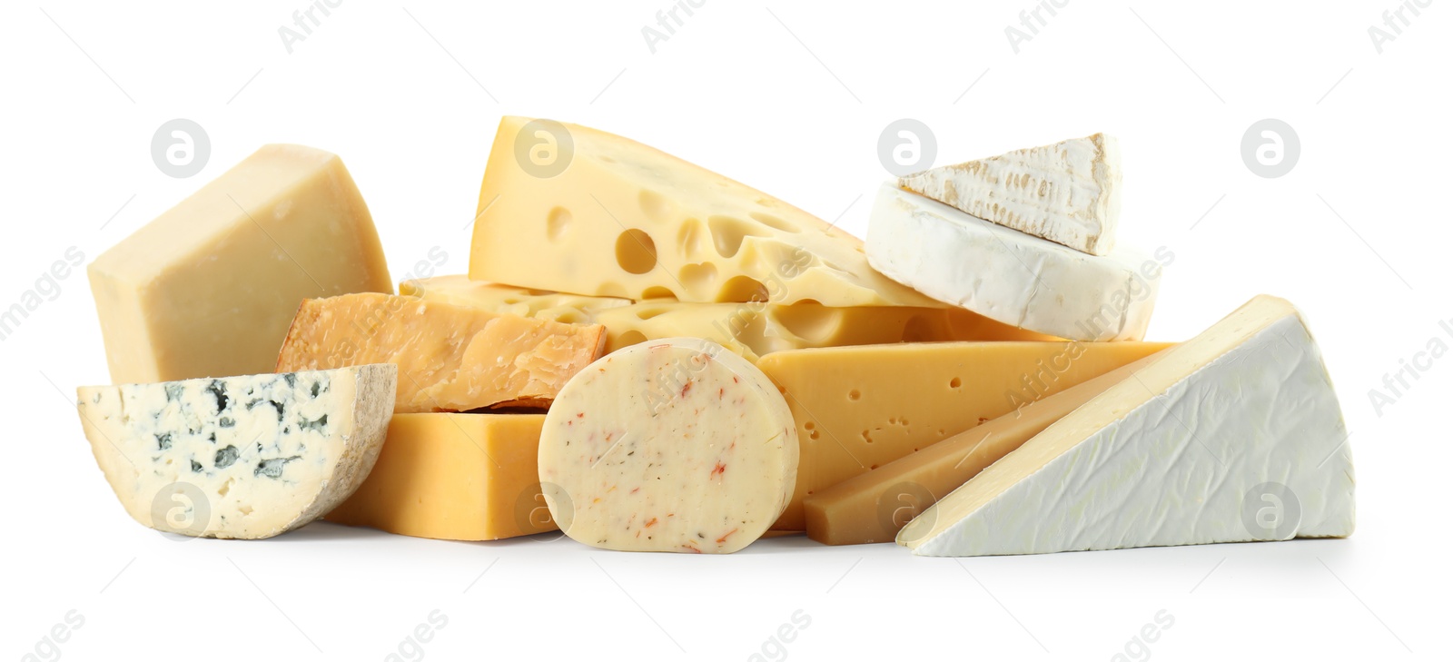 Photo of Different types of cheese isolated on white