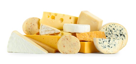 Photo of Different types of cheese isolated on white