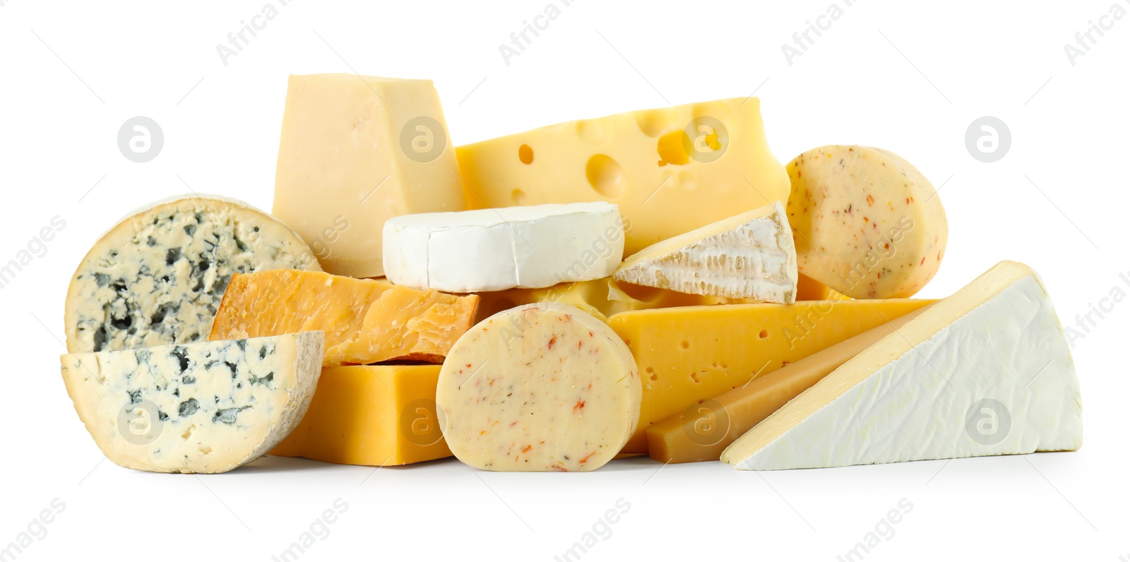 Photo of Different types of cheese isolated on white