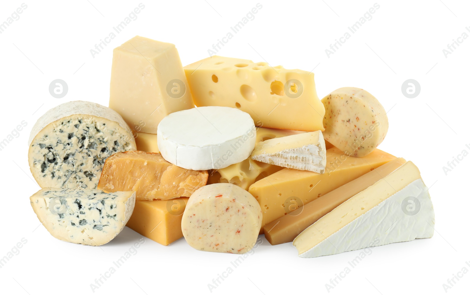 Photo of Different types of cheese isolated on white