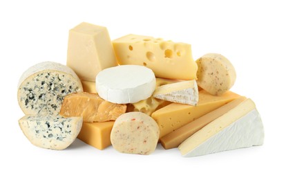 Photo of Different types of cheese isolated on white