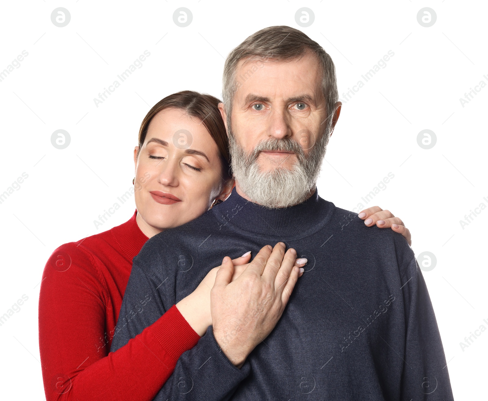 Photo of Family portrait of daughter and her father on white background