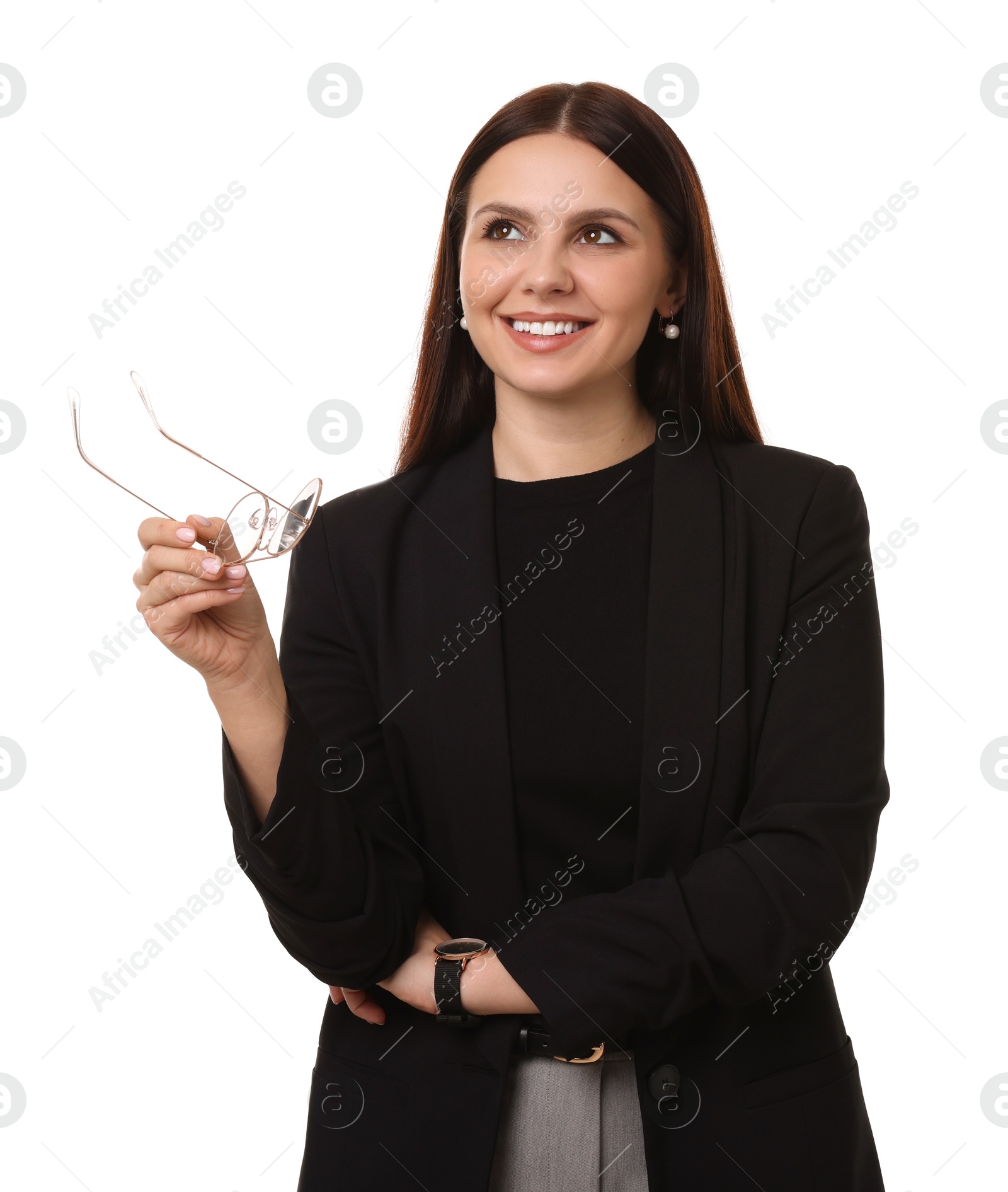 Photo of Portrait of banker with glasses on white background