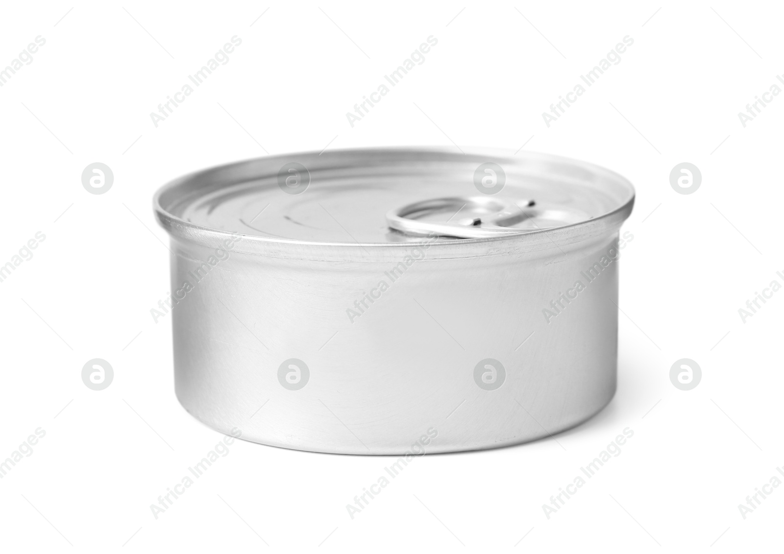 Photo of One closed tin can isolated on white