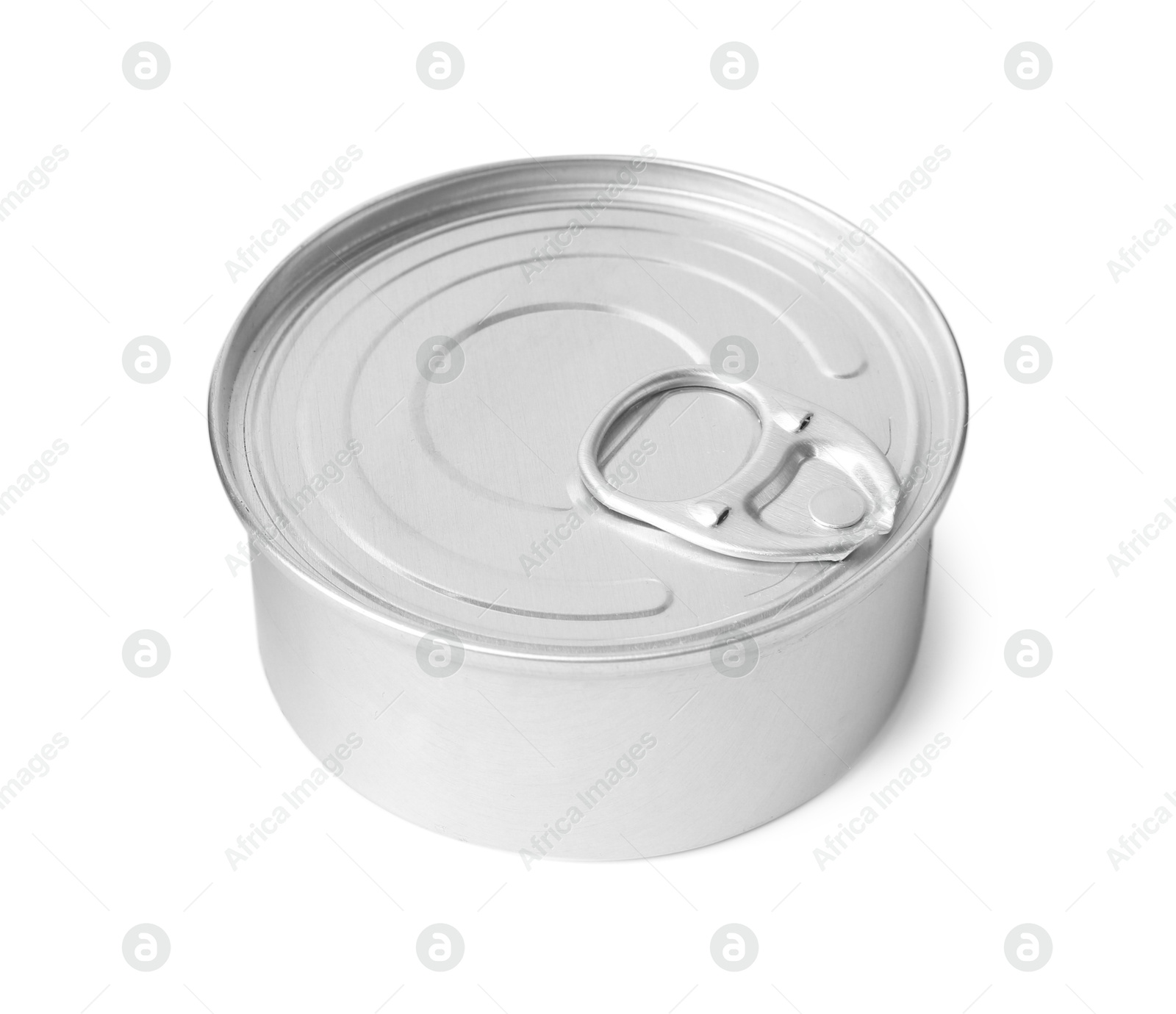 Photo of One closed tin can isolated on white