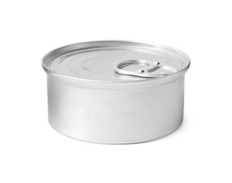 Photo of One closed tin can isolated on white