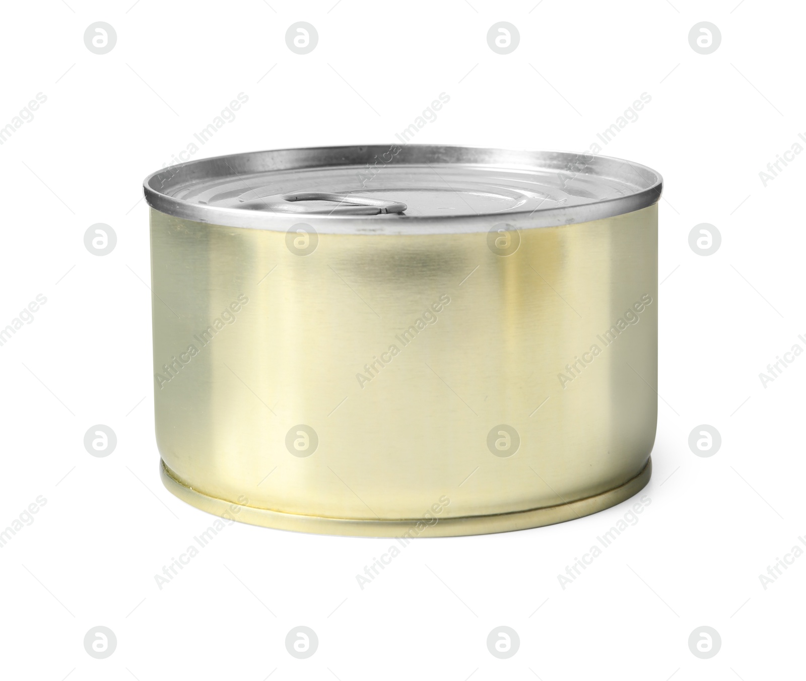 Photo of One closed tin can isolated on white