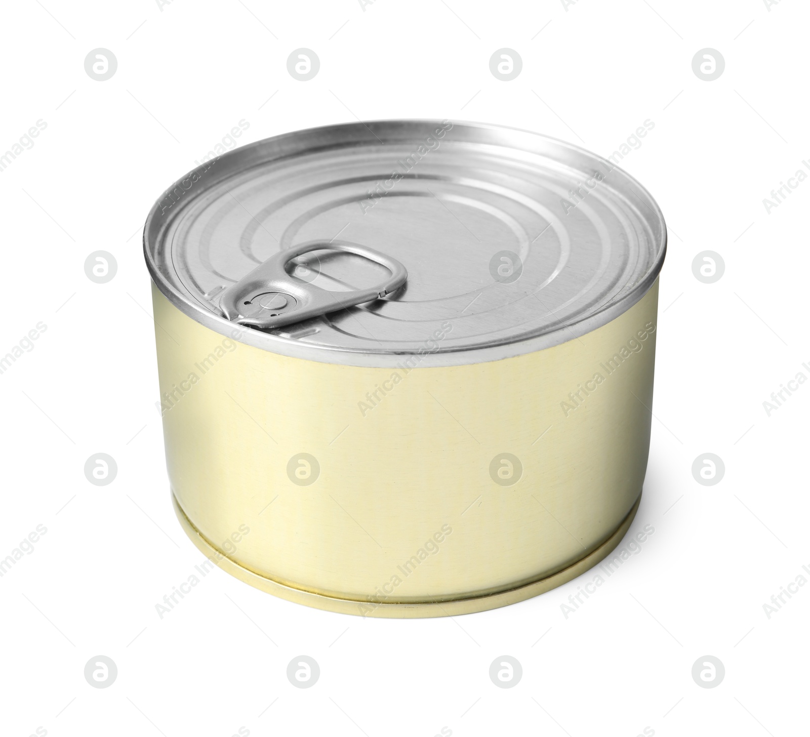 Photo of One closed tin can isolated on white