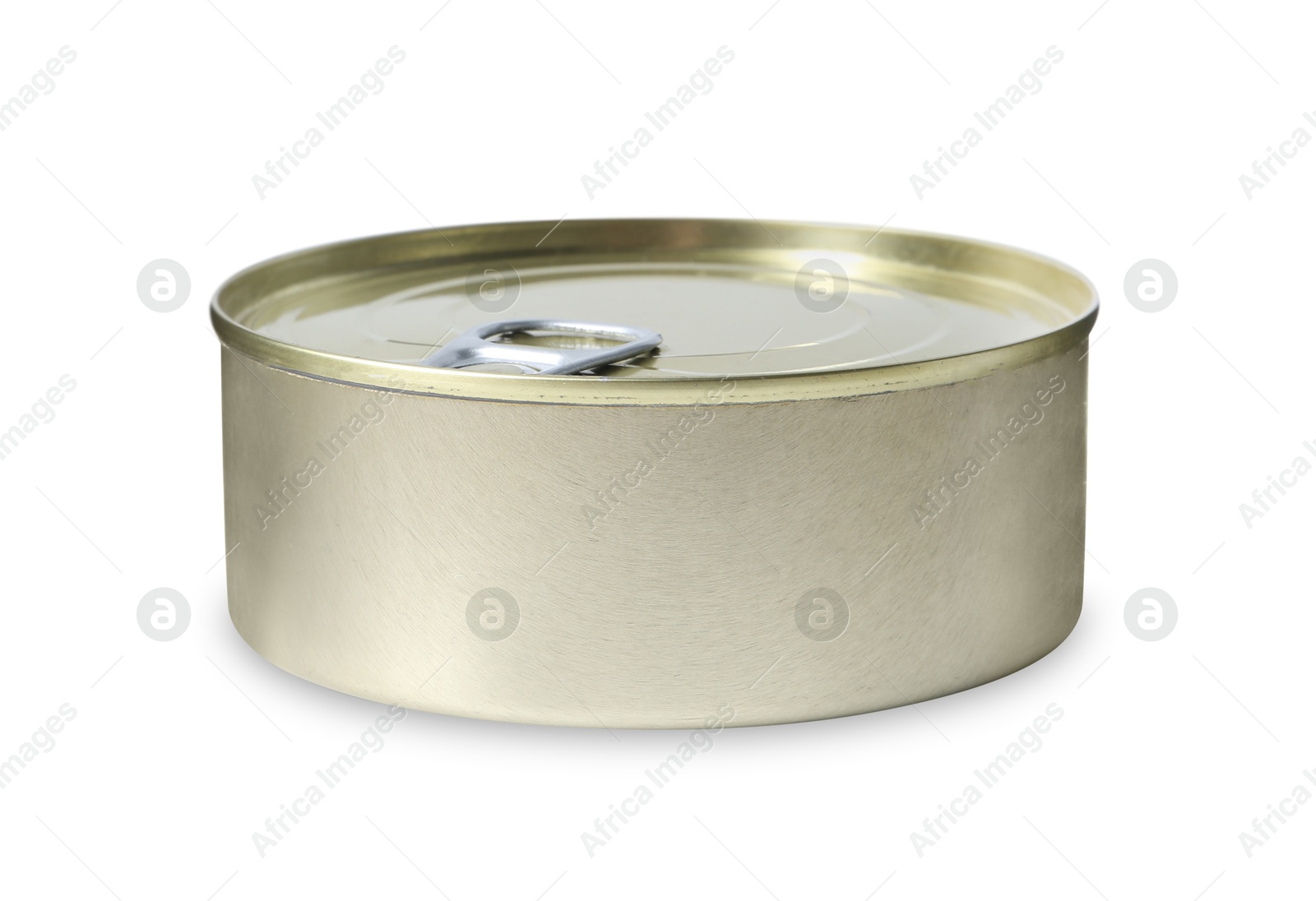 Photo of One closed tin can isolated on white