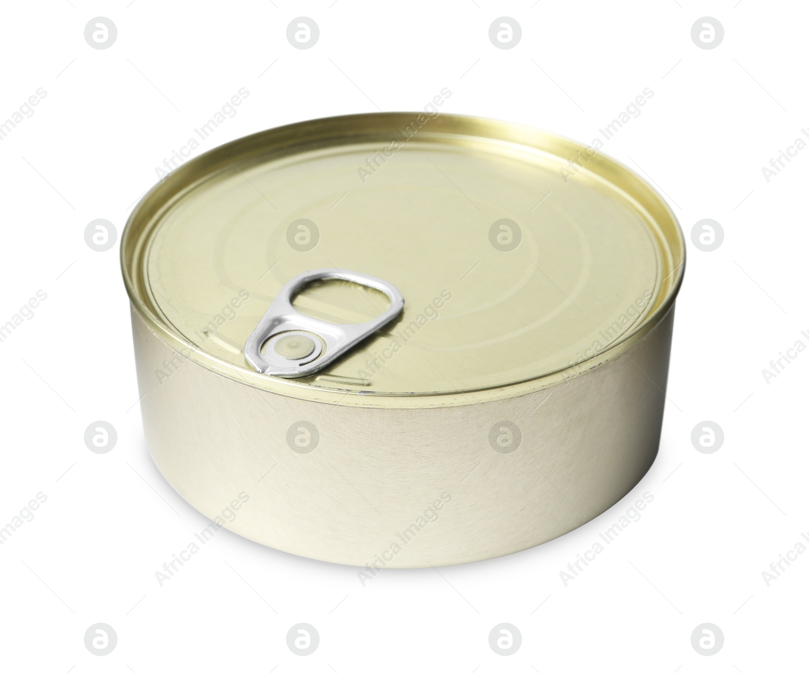 Photo of One closed tin can isolated on white