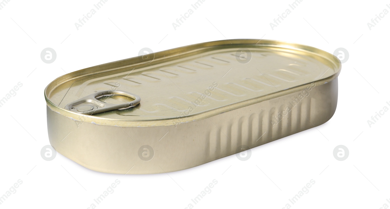 Photo of One closed tin can isolated on white