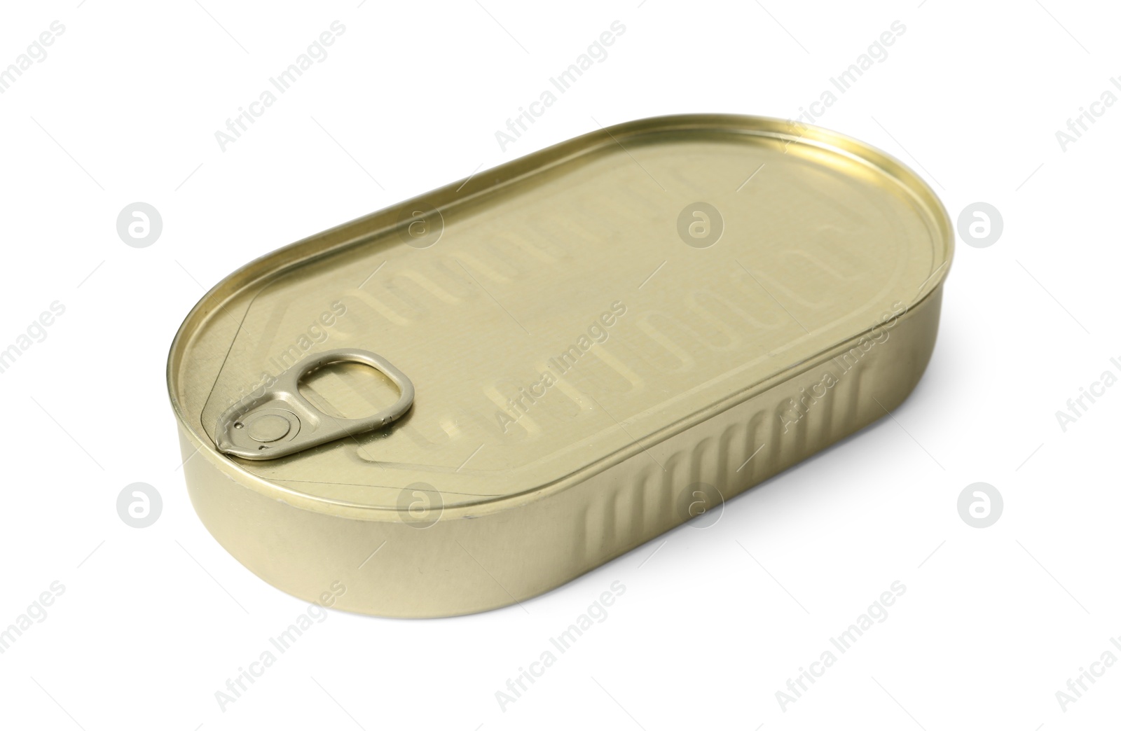 Photo of One closed tin can isolated on white