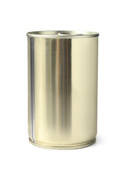 Photo of One closed tin can isolated on white