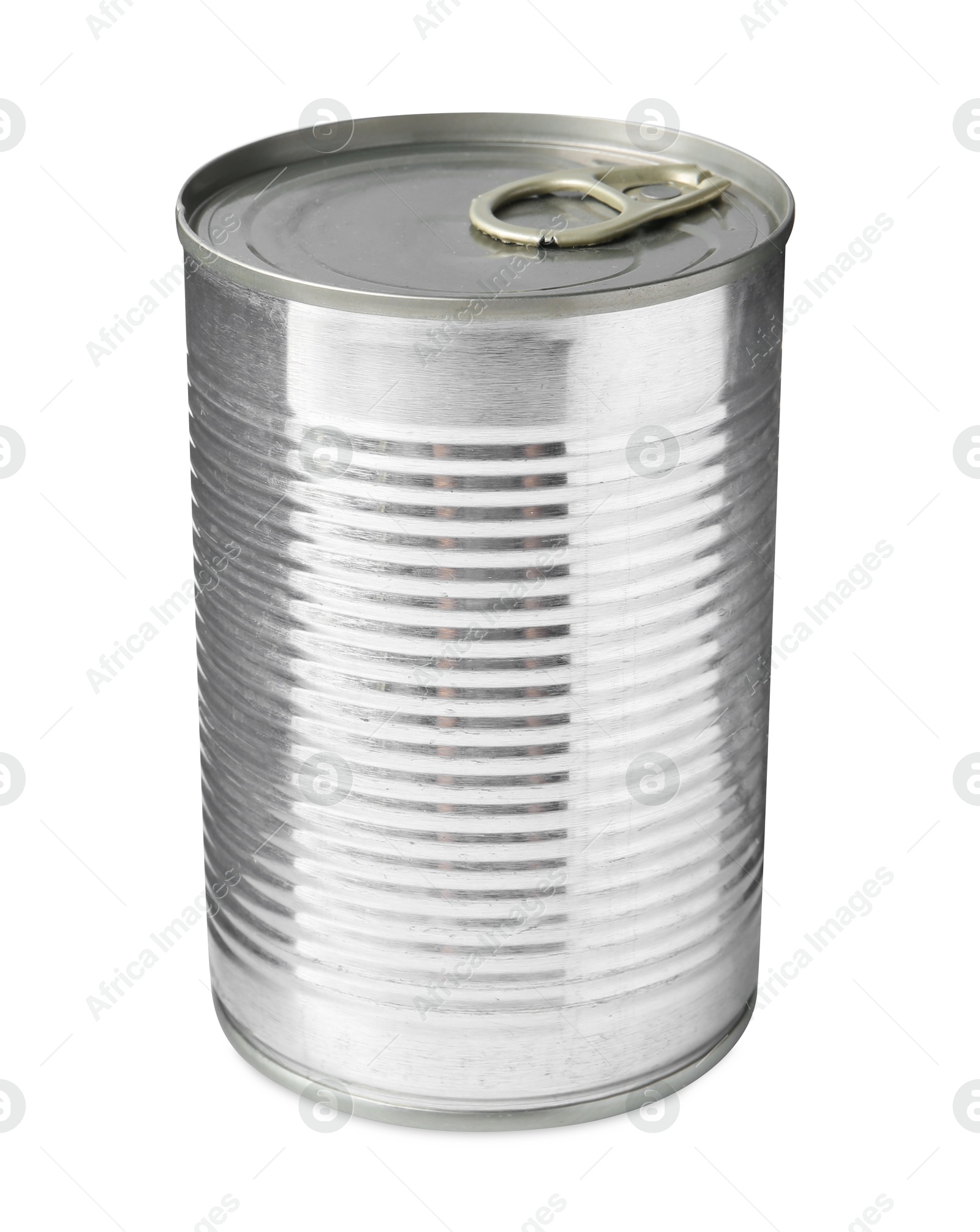 Photo of One closed tin can isolated on white