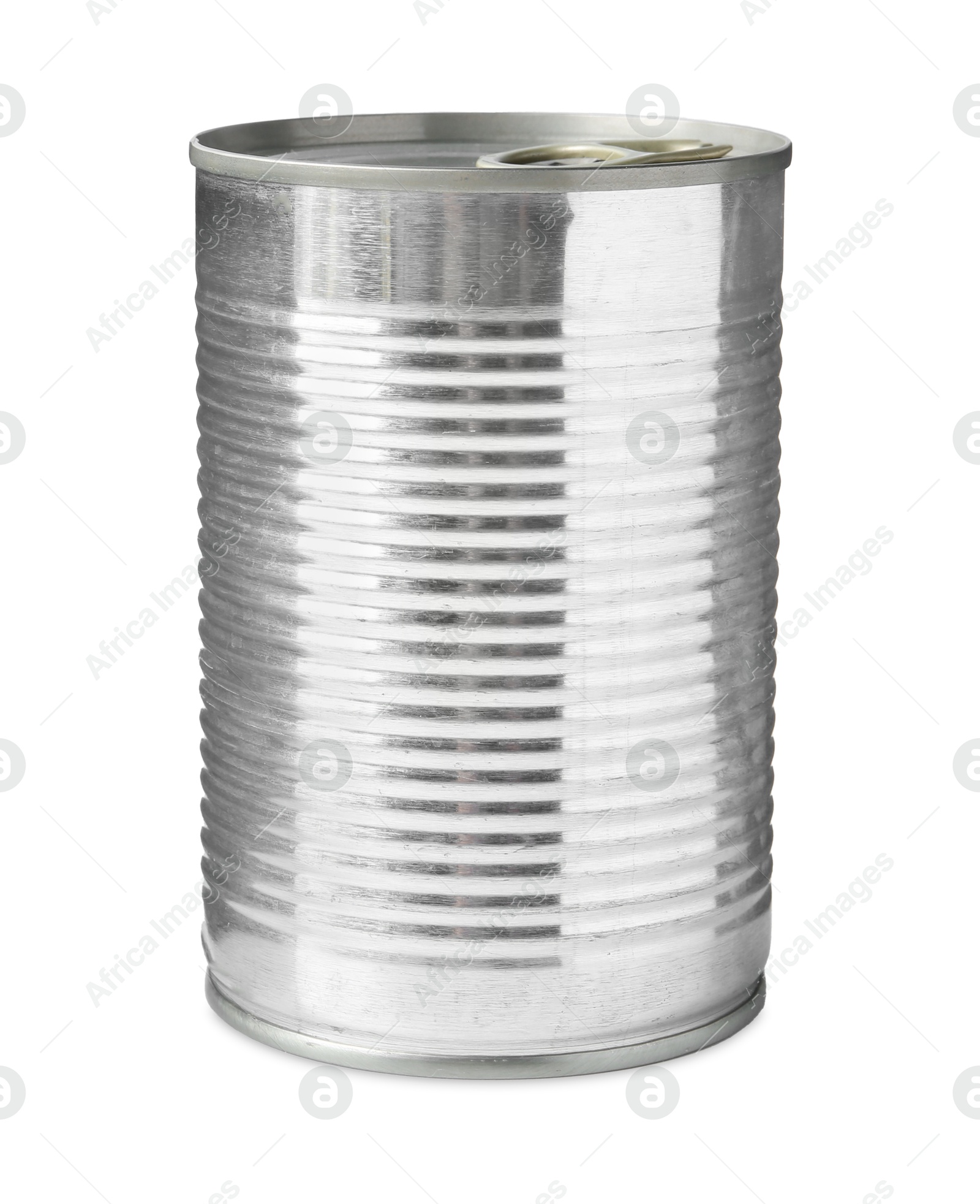 Photo of One closed tin can isolated on white