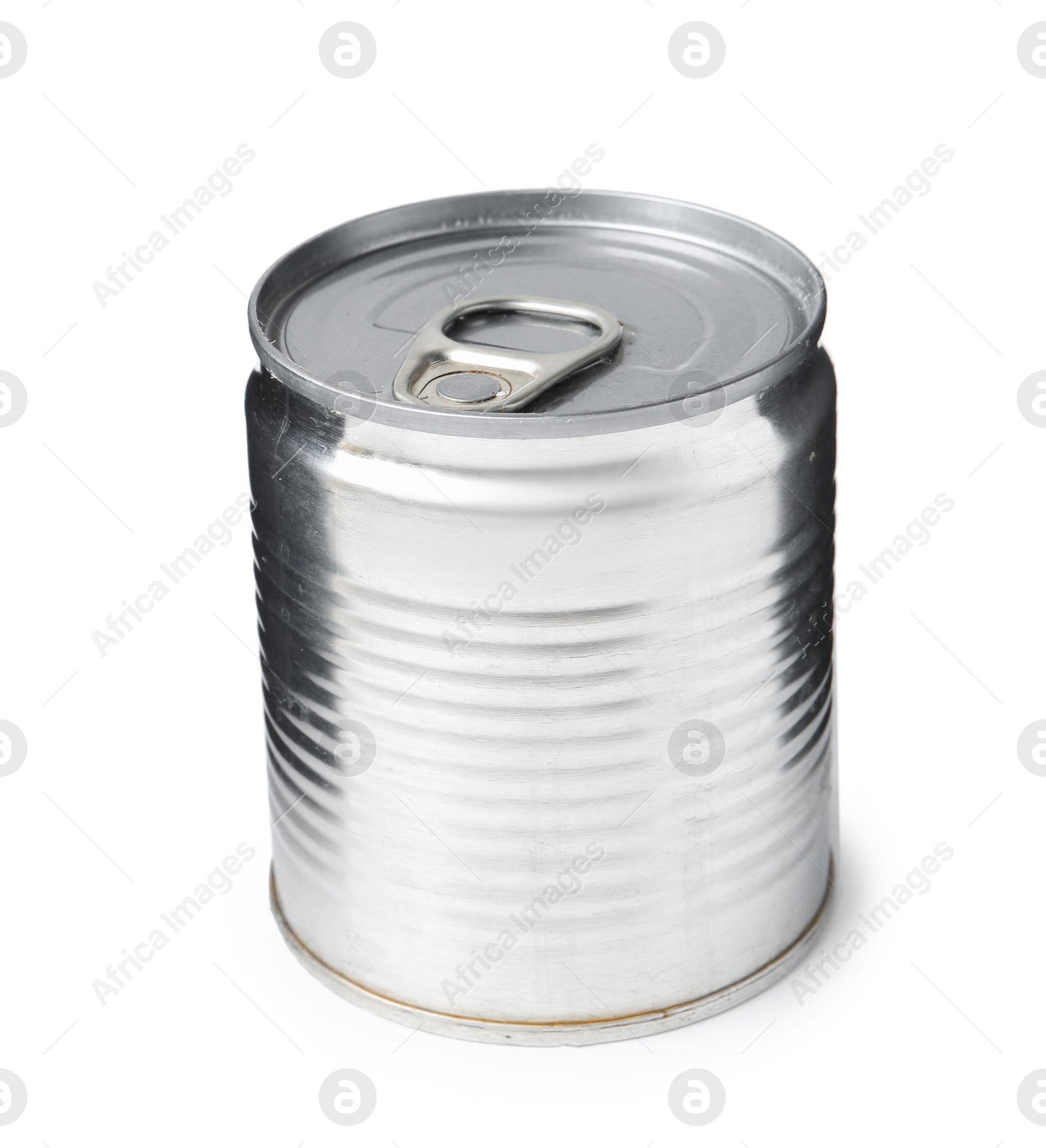 Photo of One closed tin can isolated on white