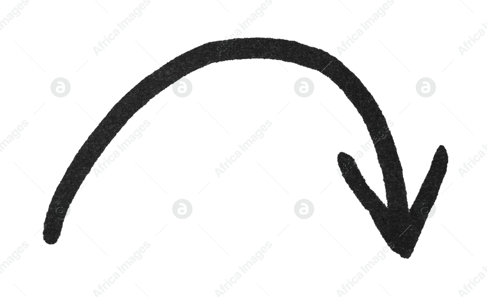 Photo of One black drawn arrow isolated on white