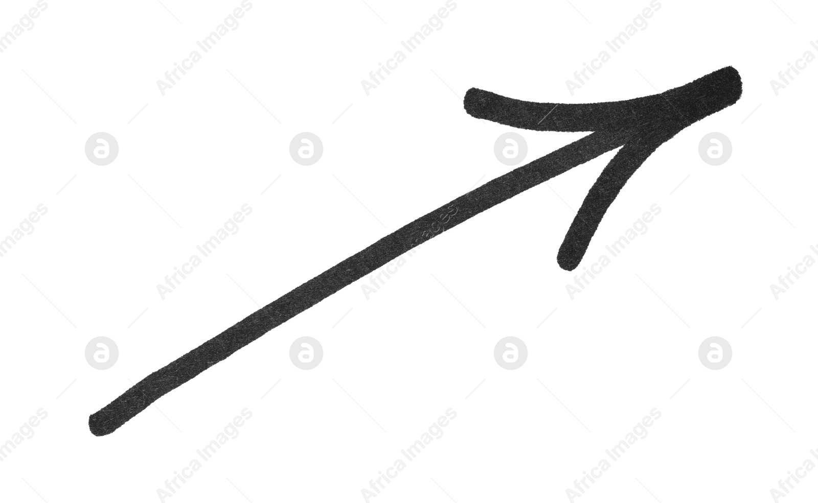 Photo of One black drawn arrow isolated on white