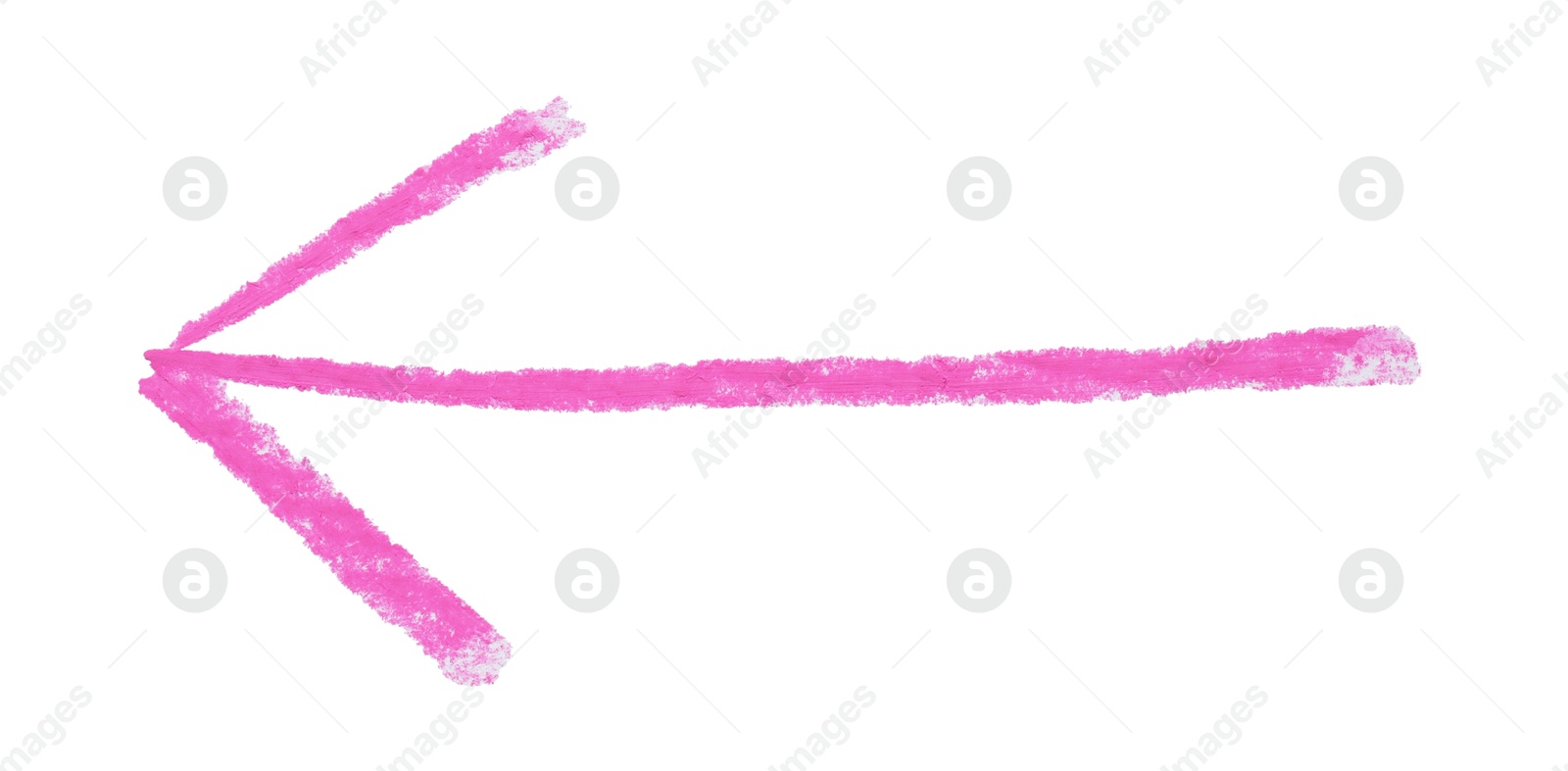 Photo of One pink drawn arrow isolated on white