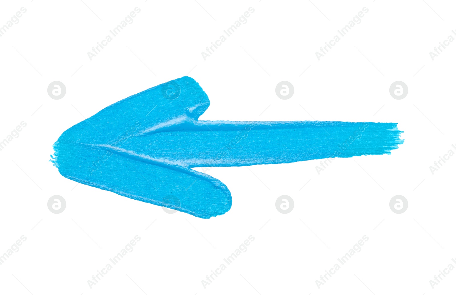 Photo of One light blue drawn arrow isolated on white