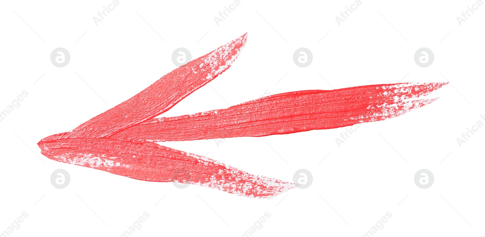 Photo of One red drawn arrow isolated on white