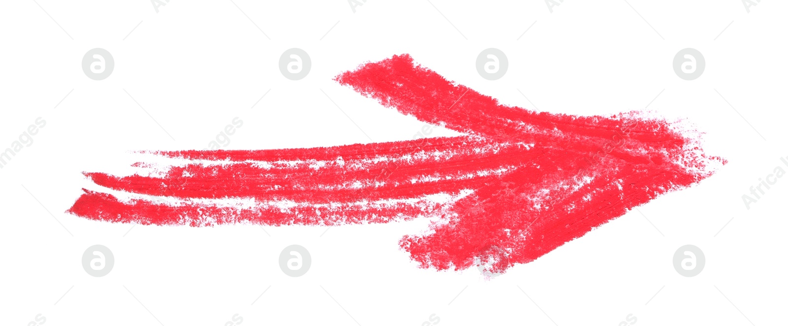 Photo of One red drawn arrow isolated on white