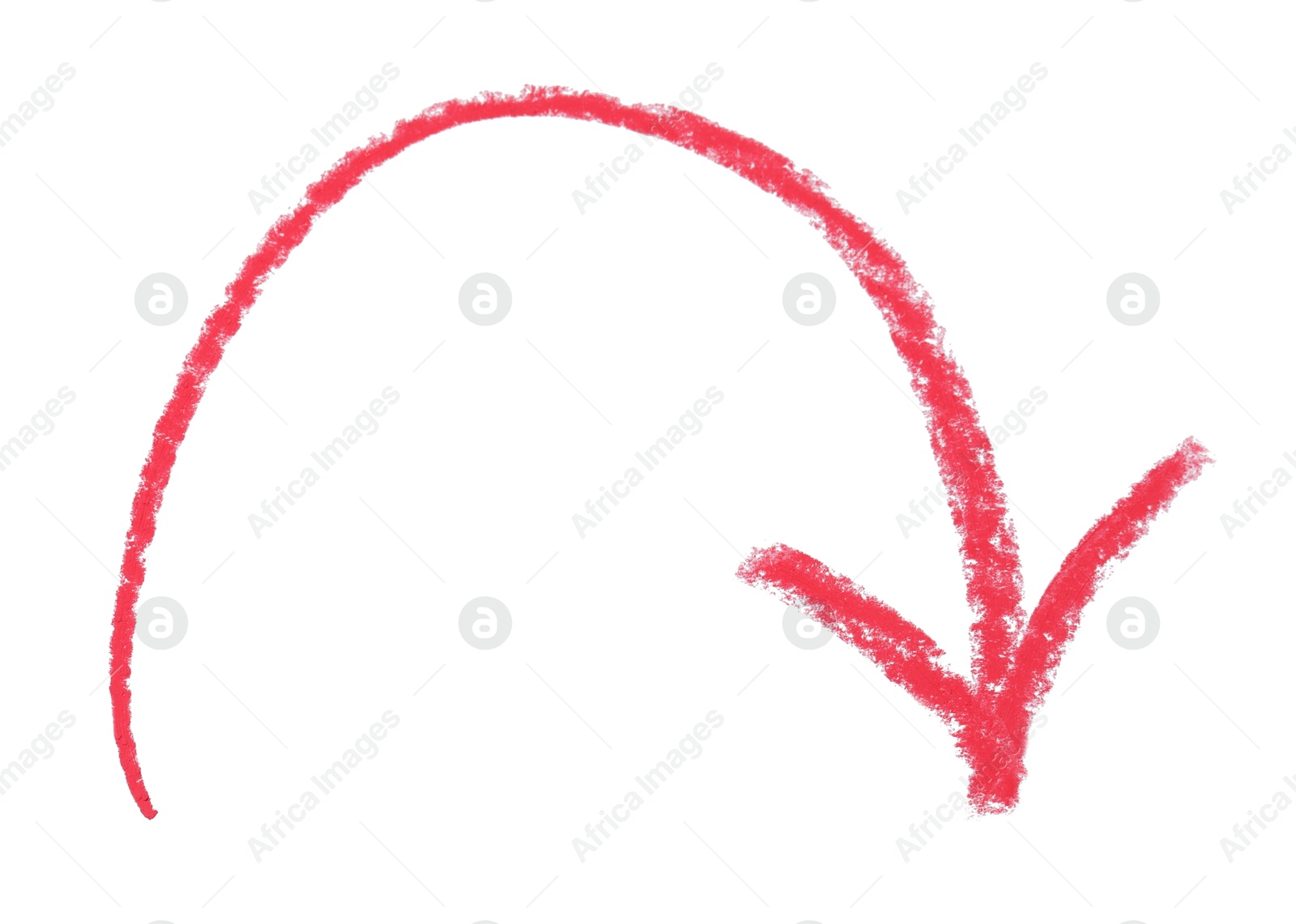 Photo of One red drawn arrow isolated on white