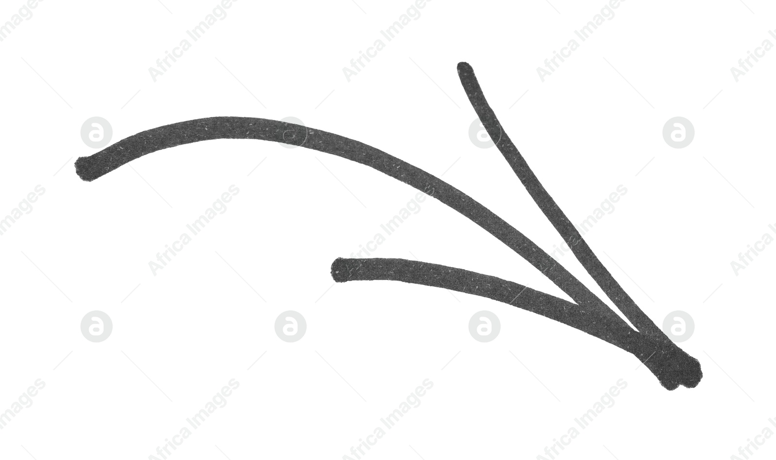 Photo of One black drawn arrow isolated on white