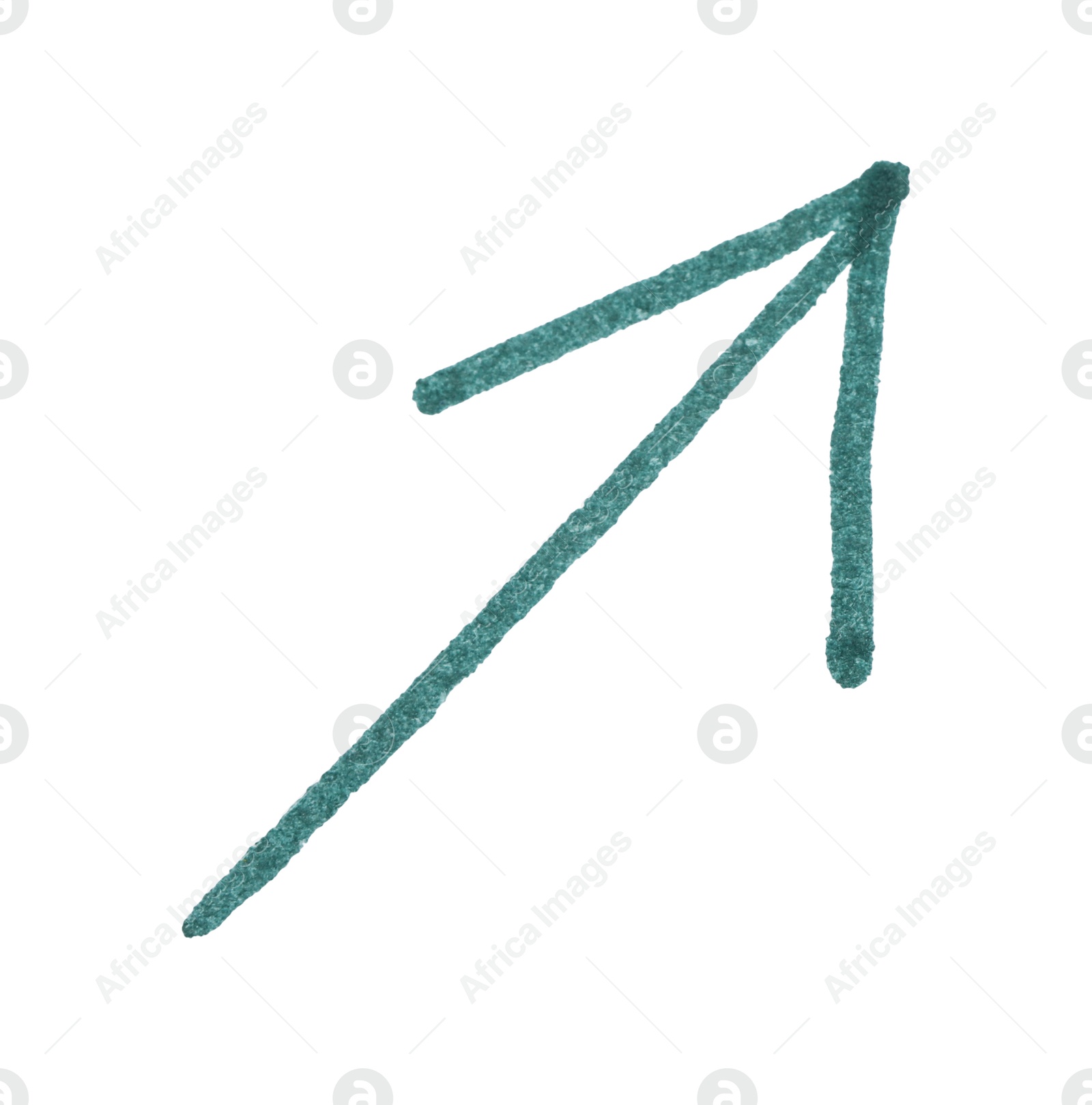 Photo of One green drawn arrow isolated on white