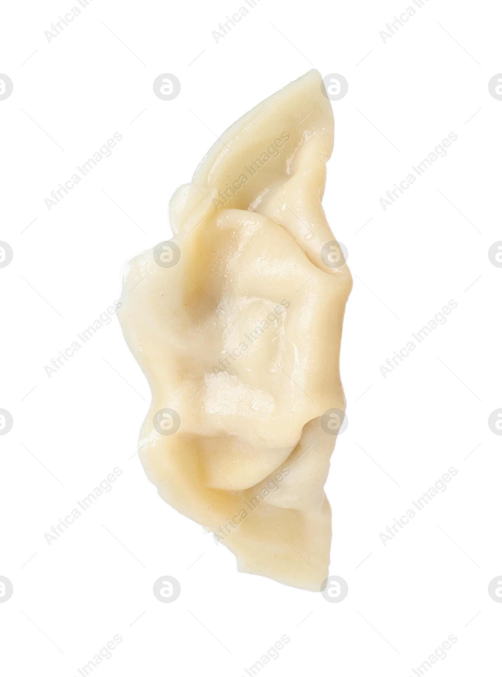 Photo of Tasty boiled gyoza (dumpling) isolated on white