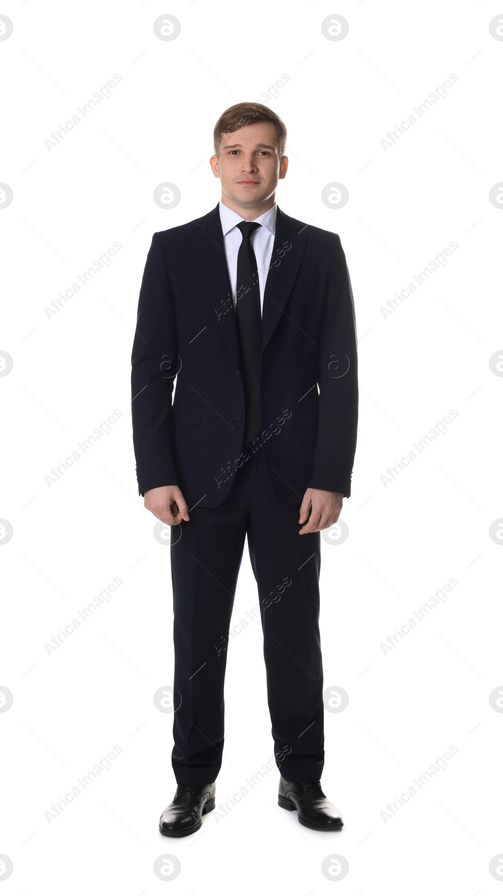 Photo of Man in classic suit on white background