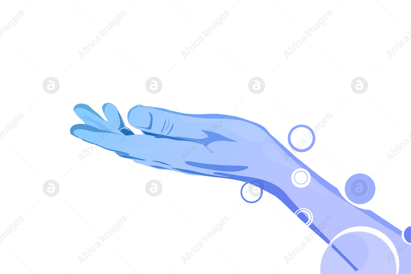 Illustration of Light blue gradient hand on white background. Illustration