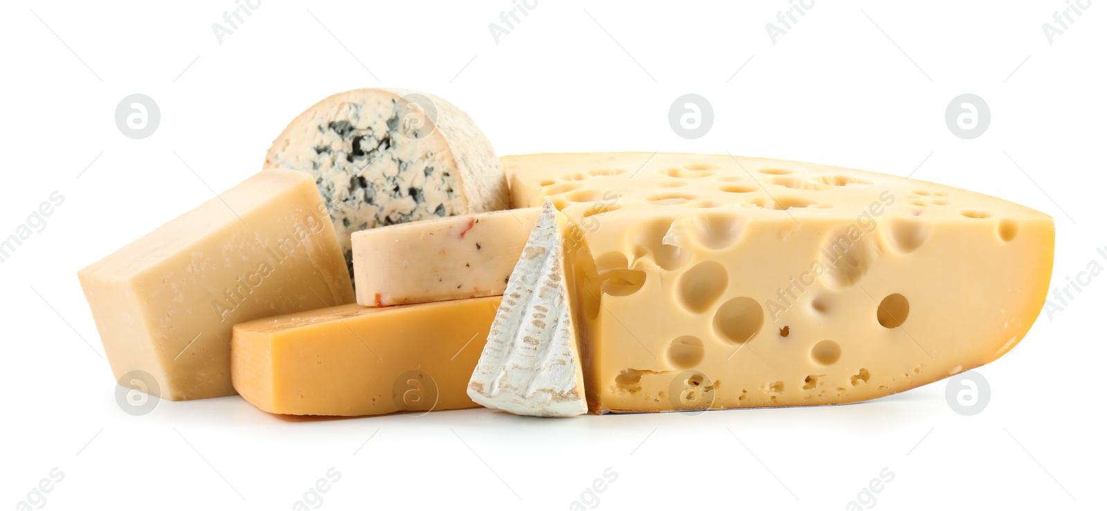 Photo of Different types of cheese isolated on white