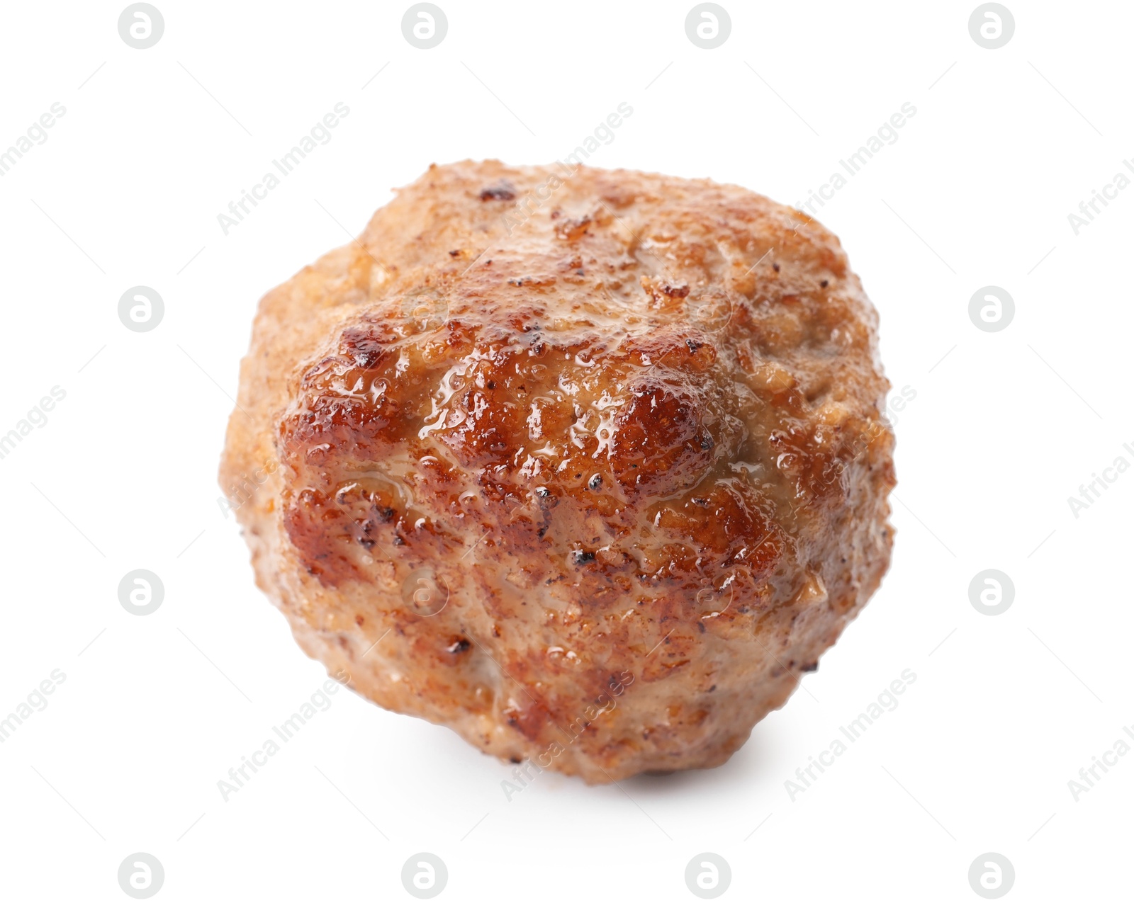 Photo of One tasty cooked meatball isolated on white