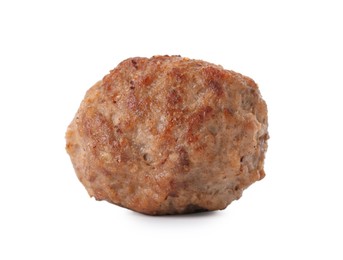 Photo of One tasty cooked meatball isolated on white