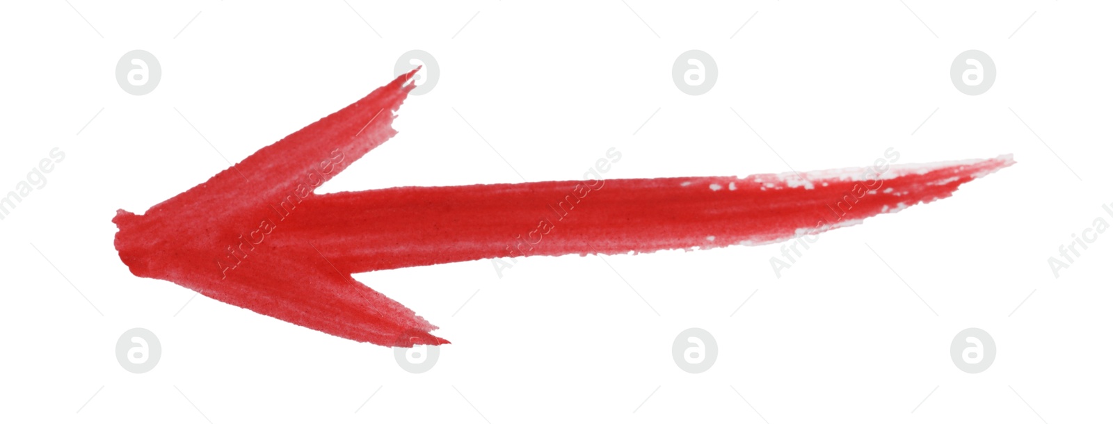 Photo of One red drawn arrow isolated on white