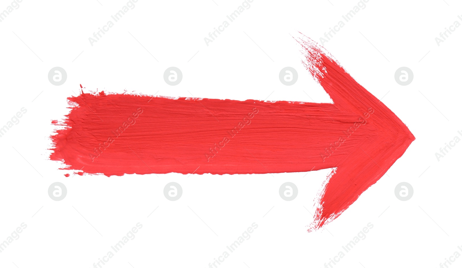 Photo of One red drawn arrow isolated on white