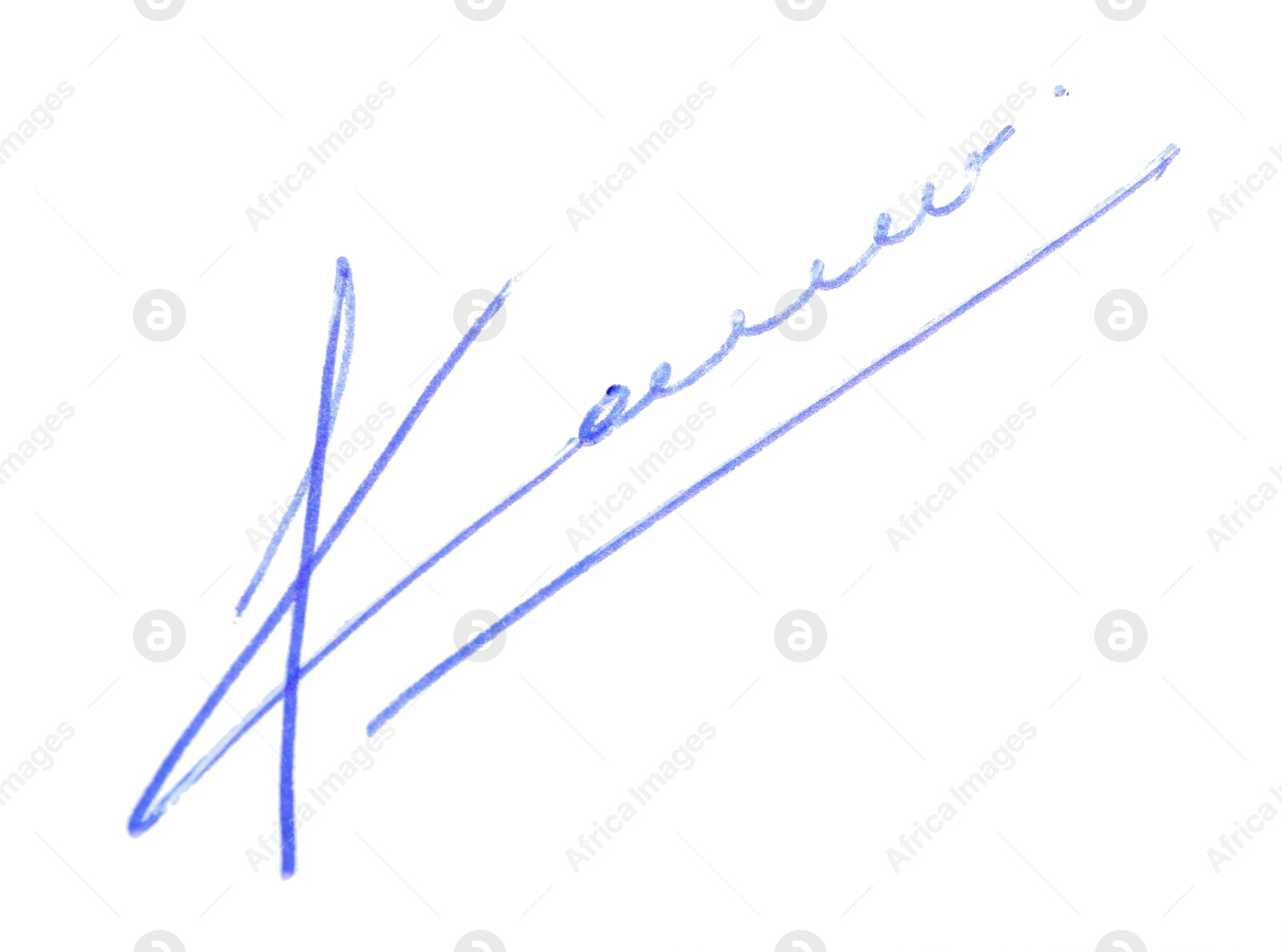 Photo of Beautiful signature made with pen isolated on white, top view