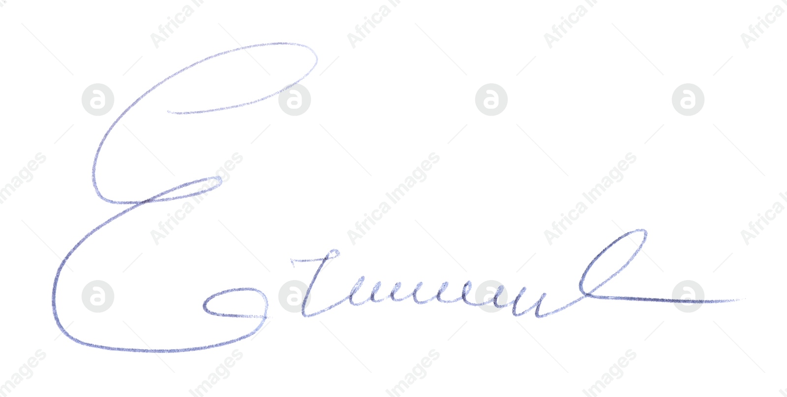 Photo of Beautiful signature made with pen isolated on white, top view